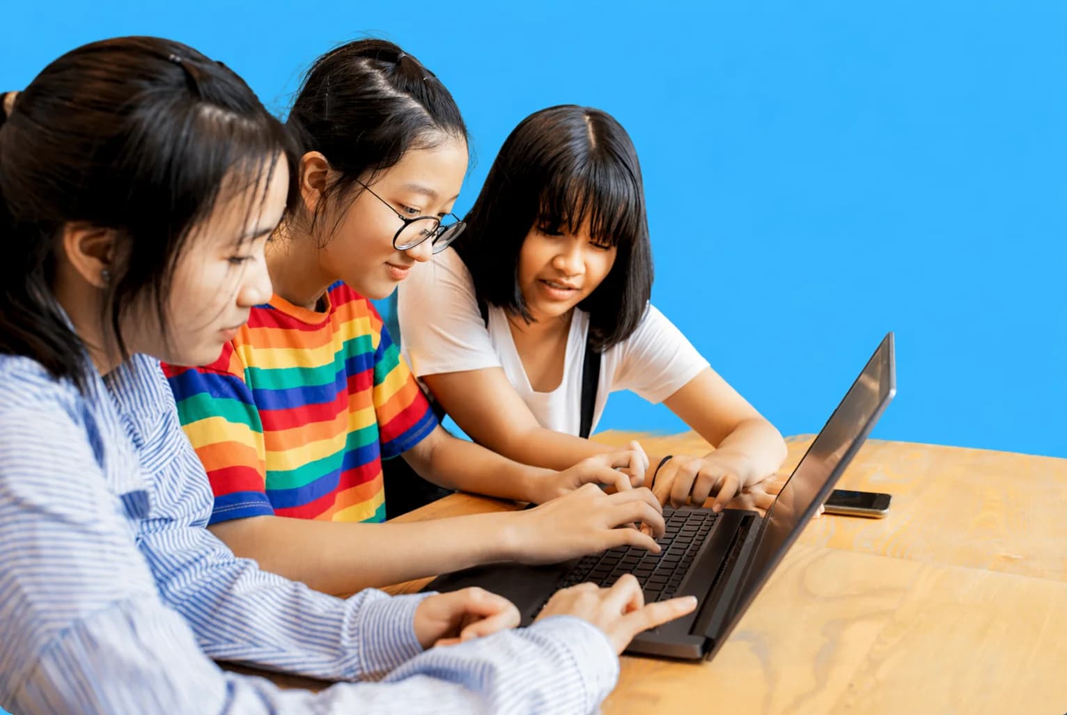 Teen beginners learning together
