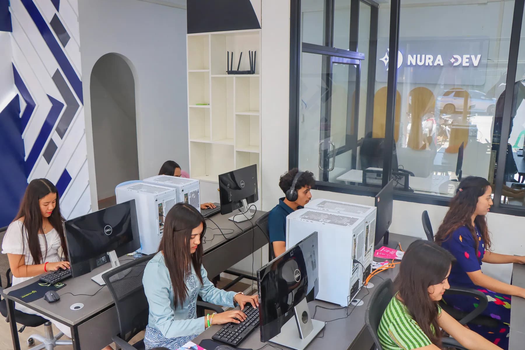 Students studying in the computer lab